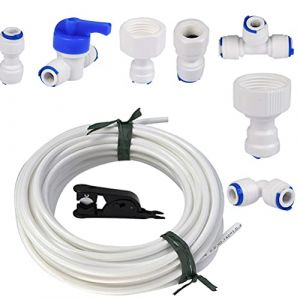 RIVLOP Kit de Frigo Tuyau d'alimentation en Eau Universel 15M, Connecteur de Tuyau de R&eacute;frig&eacute;rateur 1/4 ", Kit de Filtre pour R&eacute;frig&eacute;rateur Samsung/R&eacute;frig&eacute;rateur Europ&eacute;en/Frigo Am&eacute;ricain (LSHRONG, neuf)