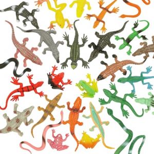 DOITEM 27Pcs Reptile Jouets Figurines d'animaux r&eacute;alistes Figurines d'animaux Reptile en plastique L&eacute;zards Serpent Grenouille Crocodile Jouets Animaux Jouets pour enfants Apprentissage Cadeau &eacute;ducatif (MicButty, neuf)