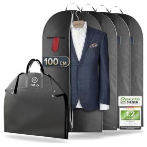 FiRiO 4 x Premium Housse Costume Voyage Pliable I MATÉRIEL JUSQU'À 50% PLUS ÉPAIS I Porte Housse Costume Homme I Housse Vetement Voyage I Housse Vetements à Suspendre I Housse Chemise I 100x60cm (RIC-TECH FRANCE, neuf)