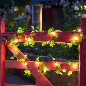 Lierre Artificiel, 10M Guirlande Lumineuse à Piles Fée, Artificielle Feuille Verte Plantes Vigne avec 100 LED Chaîne Lumières de Vigne pour Jardin Cour Maison Patio Fête de Mariage Décoration (SSWL_EUR, neuf)