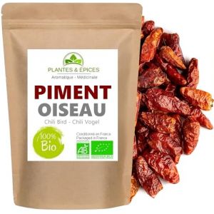 Piment Oiseau Entier Pili Pili d’Afrique Bird's eye 100% Naturel100g - Sachet fraicheur kraft refermable (PLANTES & EPICES, neuf)