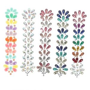 Baluue 5 Feuilles Bijoux Pour Visage Et Cheveux Autocollants Temporaires Cristaux Pour Corps Et Visage Pour Festivals Et Cosplay (Fortune Luck, neuf)