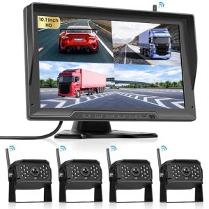 Hodozzy 4 Cam&eacute;ra de Recul Num&eacute;rique sans Fil avec Ecran IPS 10.1 Pouces,Prend en Charge BSD,IP68 Cam&eacute;ra de recul &eacute;tanche,Vision Nocturne Grand Angle,Cam&eacute;ra DVR 720P pour Auto/RV/LKW (Hodozzy, neuf)