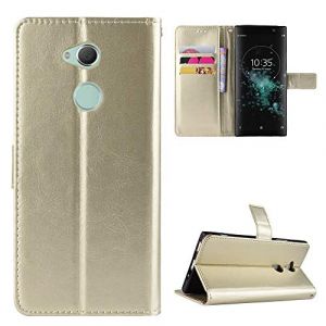 QiongniAN Coque pour Sony Xperia XA2,Coque pour Sony Xperia XA2 H3113 H3123 H3133 H4113 H4133 Coque Portefeuille en Cuir &agrave; Rabat Cover Gold (QiongniAn, neuf)