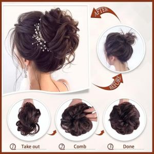 RUNRAYAY Chignon d&eacute;coiff&eacute;, postiche en cheveux humains, chignon rose d&eacute;coiff&eacute;, postiche pour femme, chouchou en cheveux naturels, extension de chignon, chignon d&eacute;coiff&eacute; (blond) (chengduniexiaduandianzishangwuyouxiangongsi, neuf)