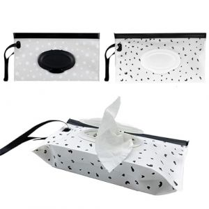 Boite Lingettes Humides,2 Pièces Pochette de Lingettes Humides,Distributeur Lingettes Humides,Pochette Lingettes Bébé,Sac à Lingettes Mouillées,Réutilisable Boite Lingette Bebe,Sac Lingettes Humides (CHNYQT, neuf)