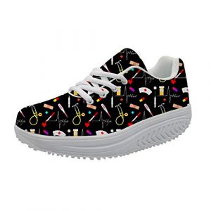 Showudesigns Infirmier Baskets Compens&eacute;es Plateformes Fitness Chaussures Sneaker de Marche Chaussures D&eacute;contract&eacute;e pour Femmes Minceur Chaussures 5 cm (showu designs, neuf)