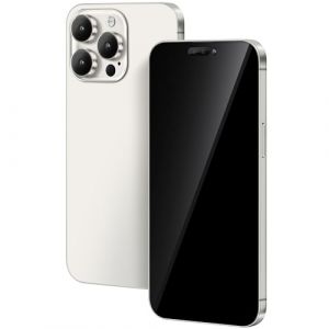 FufoneUS Affichage Faux Jouets téléphone téléphone Portable modèle métallique réplique Non Fonctionnement 1:1 téléphone pour téléphone 15 Faux Jouet Mobile (pour 15 Pro Argent Écran Noir) (Hombodar Tech, neuf)