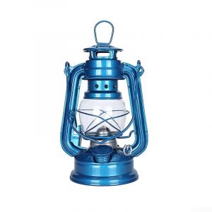 Lampe à pétrole rétro - Lampe à huile vintage avec poignée - Lanternes de table pour la maison, le jardin, le camping - Citronnelle (bleu clair, 19 cm) (EasyByMall, neuf)