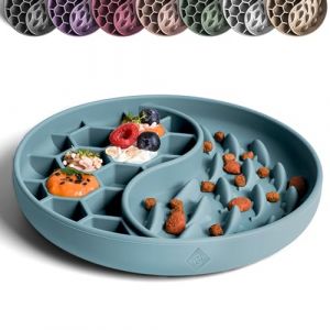 ne&no Gamelle anti-glouton pour chiens et chats I Slow Feeder I Tapis anti-fuite pour chien avec grande ventouse I Tapis de l&eacute;chage pour nourriture humide et s&egrave;che (bleu acier) (sErA, neuf)