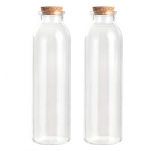 Magic Season Bouteilles Décorative en Verre avec Bouchon en Liège (350 ml Bouteilles de Rond / 2 pcs) (Magic Season, neuf)