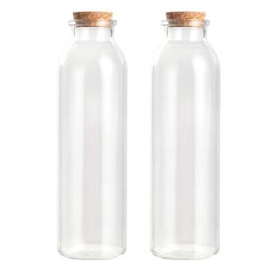 Magic Season Bouteilles Décorative en Verre avec Bouchon en Liège (350 ml Bouteilles de Rond/2 pcs) (Magic Season, neuf)