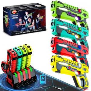 Pistolet Laser tag Rechargeable - VATOS Laser tag 4 Joueurs avec Station de Recharge, Pas Besoin de Gilet, Pistolets Jouet Infrarouge avec Affichage des données pour Enfants, Adolescents et Adultes (XIAOMA ONLINE EU, neuf)