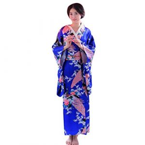 Robe Japonaise Geisha Robe Yukata Blossom Peignoir Satin Robe Kimono Robe de Nuit Femme Robe de Chambre Longue Femme Traditionnelle Japonaise Kimono Japonaise de Femmes de Kimono Robe de Carnaval (Beythetly, neuf)
