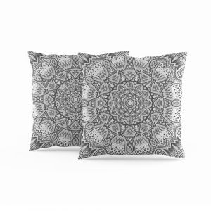 ggaimwf Housses de Coussin marocaines 40x40cm Gris Coussins Ethniques Boho Style Indien Abstrait Mandala Arabesque Méditation Moderne Housse de Coussin pour canapé Salon Lit Taie d'oreiller Lot de 2 (ggaimwf EU, neuf)