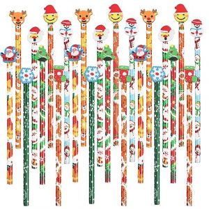 DERAYEE Crayons de Noël,Ensemble de 32 Crayons Noel Enfant avec Motifs Festifs,Crayon Fantaisie de Noël pour Enfants,Parfaits pour Dessiner et Écrire (DERAYEE, neuf)