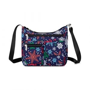 HUA ANGEL Sac Bandoulière Femme Polyester Léger Petit Sac à Main Tissu Sac Besace avec Multiples Poches Voyage Sport Shopping Travail Université (HUAANGEL, neuf)