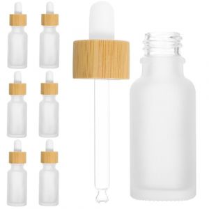 WEKADRIN Flacons en Verre D&eacute;poli 20 Ml Lot de 8 Bouchon en Bambou, Pipette Compte-Gouttes pour R&eacute;cipients de Stockage d'Huiles Essentielles Cosm&eacute;tiques et Usage Quotidien (CIUUNIG, neuf)
