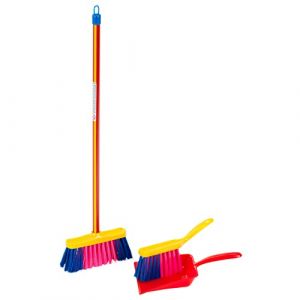 Theo Klein 6025 Garniture balais I Set de ménage, trois pièces, muliticolore I Avec balai, balayette et pelle I Jouet pour enfants à partir de trois ans (Model&Toymarket, neuf)