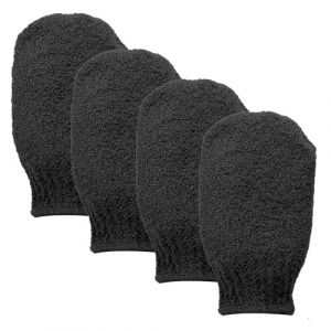 Wanmu Lot de 4 gants de douche exfoliants pour femme - Gant de toilette exfoliant pour enlever les peaux mortes - Gant exfoliant pour le corps - Gant exfoliant pour la beauté, le spa, le massage de la (see wood, neuf)