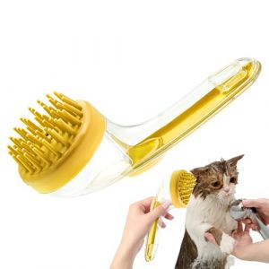Brosse De Massage Pour Animaux De Compagnie - Brusque De Shampooing Pour Chiens Avec Distributeur De Savon | Nettoyer D'outils De Toilettage Pour Animaux De Compagnie Avec Poils En Silicone (Jaune) (kunmkr, neuf)