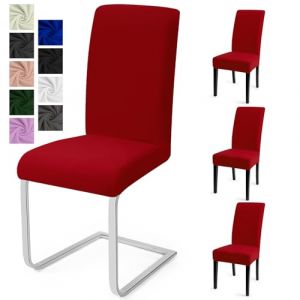 Housse de Chaise Salle à Manger 4PCS Housse de Chaise Universel Couverture de Chaise Extensible Housse Chaise Moderne Protection de Chaise Housse de Protection pour Hotel Décor(Rouge, 4PCS)-C (Eckonaver, neuf)