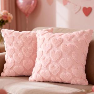Lanpn 45x45 cm Housses de Coussin Saint Valentin Lot de 2, Housse Oreiller Taie Oreiller D&eacute;corative Amour D&eacute;corations de la D&eacute;coration Romantique pour Salon Chambres Canap&eacute; Lit (Rose, Petit C&oelig;ur) (BILLIONRVL, neuf)