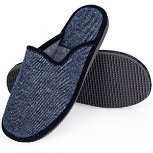 ESTRO Chausson Homme Pantoufles Hommes - Pantoufle Homme Mules Chaussons pour Hommes avec Semelle à Mémoire Antidérapante F17 (46, Jeans) (ESTRO™, neuf)