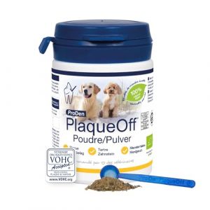ProDen PlaqueOff Poudre pour Chiens et Chats, Éliminateur de Tartre et Mauvais Souffle, Nettoyant Dentaire 100 % Naturel et Éliminateur de Plaque, 60 g (Swedencare Ireland, neuf)