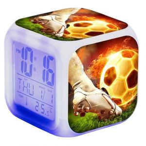 R&eacute;veil num&eacute;rique, r&eacute;veil de Football,Horloge de Table avec lumi&egrave;res LED - R&eacute;veil pour, r&eacute;veil de Chevet de Football, Horloge num&eacute;rique, d&eacute;coration de la Maison (glenceat, neuf)