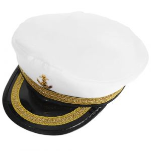 Ciieeo Chapeau de Capitaine Blanc Bande Dor&eacute;e, Chapeau de Marin Ajustable pour Hommes, Accessoire de Costume Nautique, Protection Uv, pour Soir&eacute;es D&eacute;guis&eacute;es et Navigation de Plaisance (B Breathtaking, neuf)