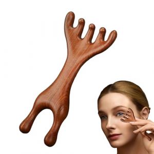 Petine pour les cheveux en bois de sandale naturels - peigne antistatique fait à la main, masseur en cuir du cuir chevelu, peigne à cornes de cerf, peigne professionnel pour femmes, peignes larges, (HanHaiHui, neuf)
