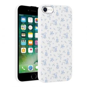 Knrlqim Coque pour Apple iPhone 16e 6,1" avec Aesthetic Fleur Flower Bleu Motif Design &Eacute;tui, Housse de Protection Souple Silicone TPU Antichoc Anti-Rayures Bumper Case Cover pour iPhone 16e, Blanc (BBHUGME AS, neuf)