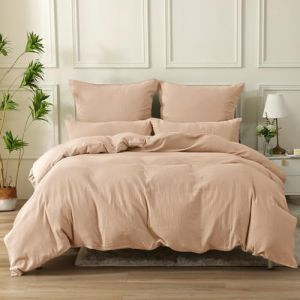 SOULFUL Housse de Couette 240x260 Gaze de Coton, Certifié Oeko-TEX, Brun Abricot Parure de Housse de Couette avec Fermeture Éclair, Parure de Lit Gaze de Coton 240x260 avec 2 Taie d'oreiller 65x65 cm (YOUBEN DRIECT, neuf)