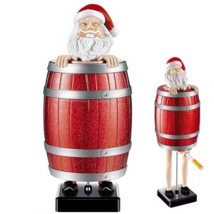 Distributeur Cigarette, Decoration Noel Drôle Père Noël Dans Tonneau en Bois Distributeur Boite Cigarettes Pop Up Porte-Cigarettes Amusant éjectable Porte Cigarette Etui Cigarette Homme (Rouge) (HAOLEI  FR, neuf)