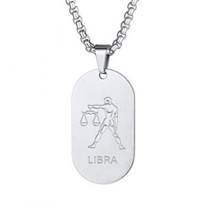 Custom4U Collier Plaque Signe Astrologique Balance Pendentif Zodiaque Chaîne Adjustable (Custom4U Store, neuf)