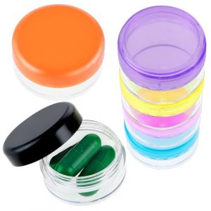 Dimeho - Lot de 6 petites bo&icirc;tes &agrave; pilules de voyage, organiseur quotidien de pilules, porte-pilules portable, mini contenant &agrave; pilules, bo&icirc;te de rangement pour m&eacute;dicaments de poche, sans BPA, pour (Slim graceful, neuf)