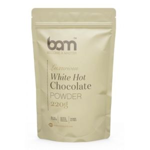 BAM Chocolat en Poudre – Préparation pour Chocolat Chaud Crémeux en Poudre, Avec Cuillère Doseuse – 220g, 7 Tasses, Blanc (BAM - become a master, neuf)