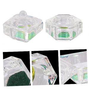 WRITWAA 2pi&egrave;ces Verres Cristal Pour Ongles Avec Couvercle R&eacute;cipient Pour Liquide Acrylique Godet &agrave; Ongles Compact (Saieli, neuf)