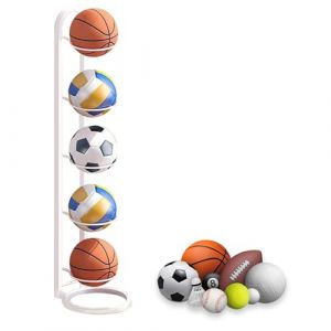 thirei 5 Couches Porte Ballon Basket, Support De Rangement Vertical pour Ballons de Sport, pour Le Stockage des Ballons de Basket, de Football et de Volley-Ball, Rangement Ballon Vertical, Blanc (LDKJ-EU, neuf)