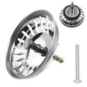 &Oslash; 80 mm Bouchon Evier Cuisine avec Goupille R&eacute;glable en Acier Inoxydable, Panier pour Bouchon d'&eacute;vier, Filtre Evier Universel, Grille Evier Antiblocage, Cr&eacute;pine Evier Anti Colmatage (Erioscar-EU, neuf)