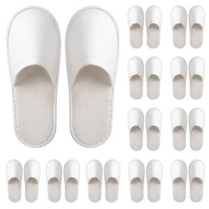 HTTDSLF 12 Paires Pantoufles Invit&eacute;s pour Homme et Femme, H&ocirc;tel des Chaussons de Taille G&eacute;n&eacute;rale, Pantoufles Jetables pour Hotel Spa Voyage Mariage, pantoufle maison en Blanc, Chausson Spa Unisexe (HTTDSLF, neuf)