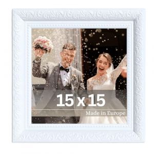 Victor Cadre Photo Rubens en 15x15 cm Blanc - Bar: 30x20mm - Verre Véritable - Châssis pour l'image Baroque - Antique - Vintage 15x15 - Carré (Victor_Store, neuf)
