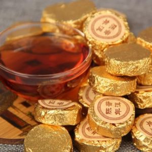 Puerh noir vieilli du Yunnan, Pu'er mûr moelleux, Mini Pu'er petit Tuocha (100g) (HUANQIUZHIMAO, neuf)