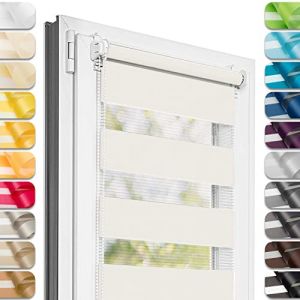 Estika Store Enrouleur Jour Nuit sans per&ccedil;age - Ecru - 72 x 220 cm - Store &agrave; enroulement, Double Tissu, pour fen&ecirc;tres int&eacute;rieures, Protection Contre Le Soleil (Estika, neuf)