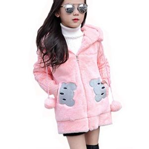 Nemopter Manteau de Fille Veste Fille Enfant Mignon Manteau Polaire Blouson Longue Chaud Hiver, Rose, 4-5 ans,Taille 120(stature110-120cm) (Nemopter, neuf)