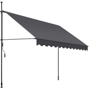 tectake Store banne sans Perçage Auvent Marquise Retractable avec Manivelle Multi-Fonction Store latéral Enroulable Brise Vue Brise Soleil Opaque en Aluminium - Noir/Gris, 300 x 180 cm (Made4Home SAS, neuf)