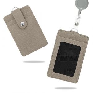 Conisy Porte badge didentite avec Laniere Retractable, Porte Carte de Badge didentite en Cuir PU Vertical avec 2 Emplacements pour Cartes, Adapte Femmes et Hommes (Porte-badge d'identité Gris) (conisy, neuf)