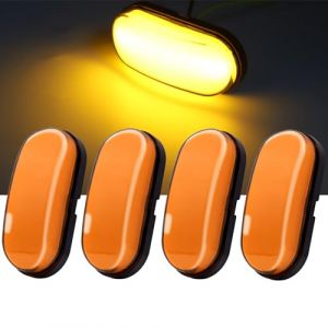 Biqing Feux de Gabarit, 12V 24V Ovale Feu de Gabarit Remorque LED Feux Lat&eacute;raux Eclairage pour Remorque,Camion,Caravane,Bus,Bateau,Tracteur (4PCS, Jaune) (YuanGu, neuf)