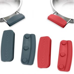 THQAE 2 Paires Poign&eacute;es en Silicone, Maniques Cuisine en Silicone, Prot&egrave;ge-Mains pour Casseroles, Amovibles Universelles, Maniques R&eacute;sistants &agrave; la Chaleur pour Fours et Po&ecirc;les (Gris et Rouge) (ProTechika O&Uuml;, neuf)